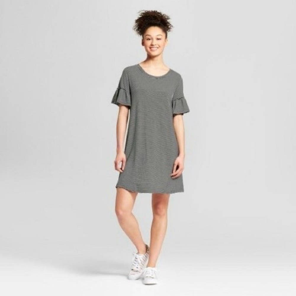 Universal Thread Co Striped Ruffle T Shirt Dress